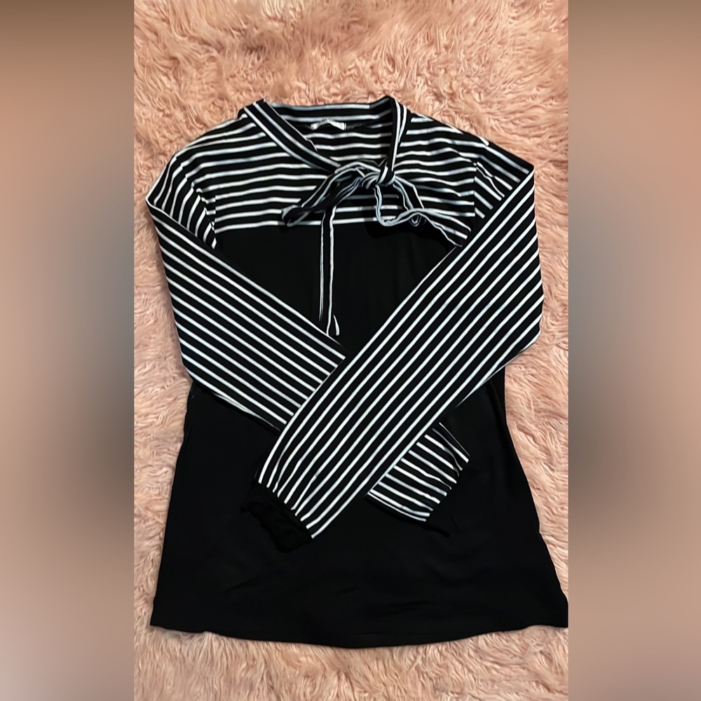 Black, Pin Striped Long Sleeve Blouse
